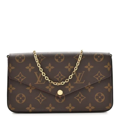 LOUIS VUITTON POCHETTE FELICIE CHAIN WALLET PM MONOGRAM CANVAS GOLD HARDWARE