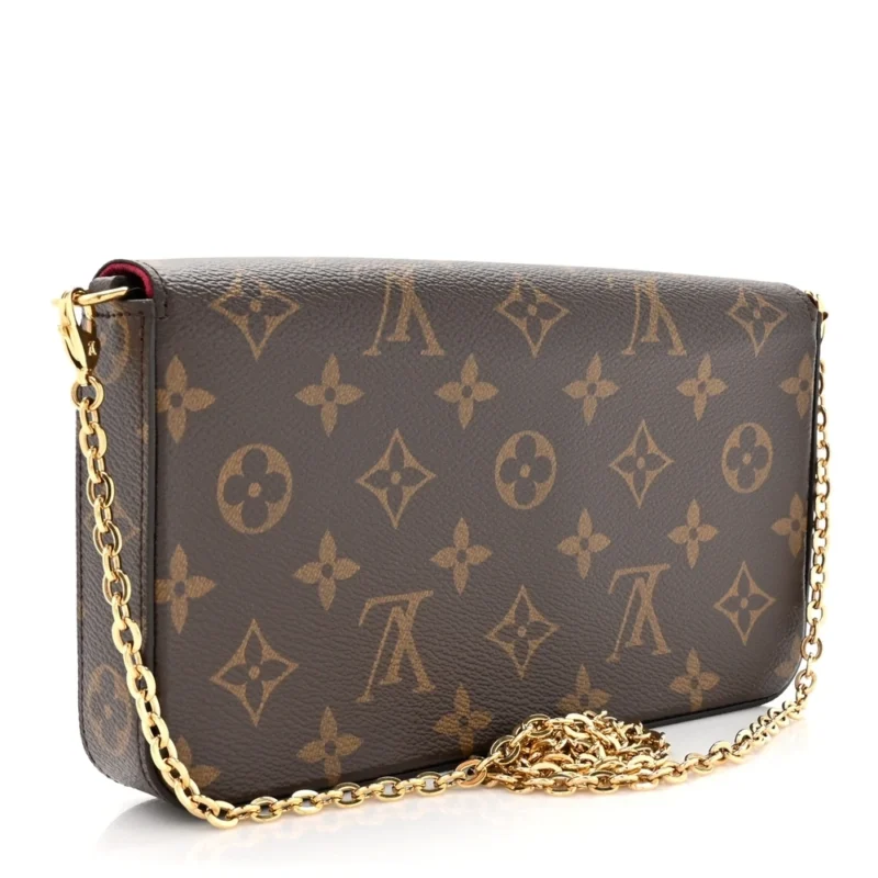 LOUIS VUITTON POCHETTE FELICIE CHAIN WALLET PM MONOGRAM CANVAS GOLD HARDWARE - Image 3