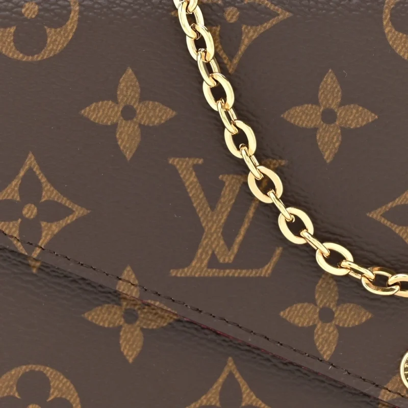 LOUIS VUITTON POCHETTE FELICIE CHAIN WALLET PM MONOGRAM CANVAS GOLD HARDWARE - Image 9