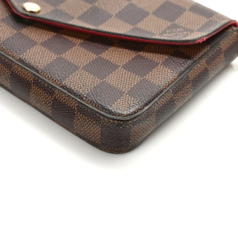 LOUIS VUITTON POCHETTE FELICIE CHAIN WALLET PM DAMIER EBENE CANVAS GOLD HARDWARE - Image 5