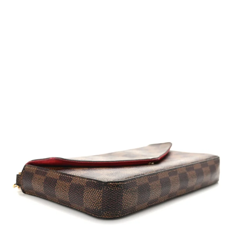 LOUIS VUITTON POCHETTE FELICIE CHAIN WALLET PM DAMIER EBENE CANVAS GOLD HARDWARE - Image 6