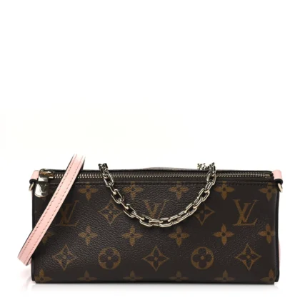 LOUIS VUITTON BLOOM POUCH PM ROSE JASMINE MONOGRAM CANVAS SILVER HARDWARE