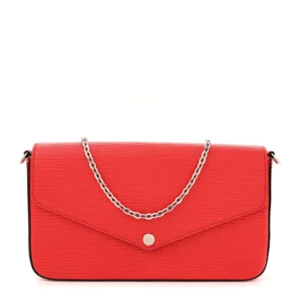 LOUIS VUITTON POCHETTE FELICIE BB COQUELICOT EPI LEATHER SILVER HARDWARE