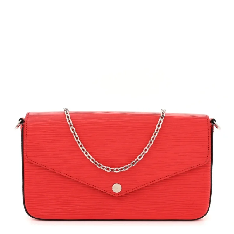 LOUIS VUITTON POCHETTE FELICIE BB COQUELICOT EPI LEATHER SILVER HARDWARE