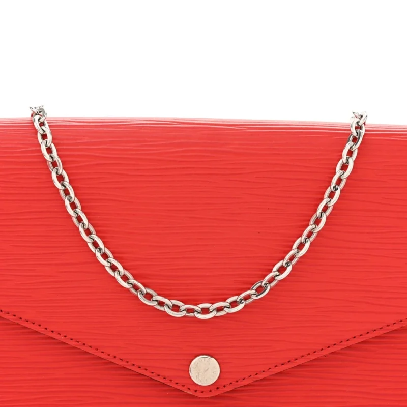 LOUIS VUITTON POCHETTE FELICIE BB COQUELICOT EPI LEATHER SILVER HARDWARE - Image 8