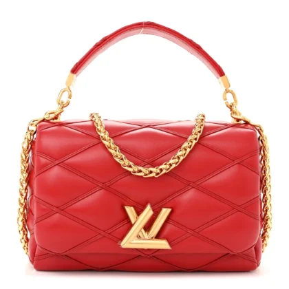 LOUIS VUITTON MALLETAGE TOP HANDLE GO-14 MM ROUGE LAMBSKIN LEATHER GOLD HARDWARE