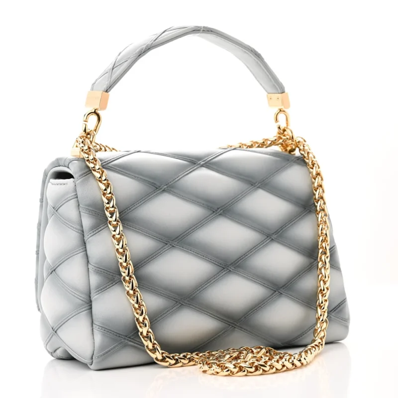 LOUIS VUITTON MALLETAGE TOP HANDLE GO-14 MM ECUME GREY LAMBSKIN LEATHER GOLD HARDWARE - Image 3