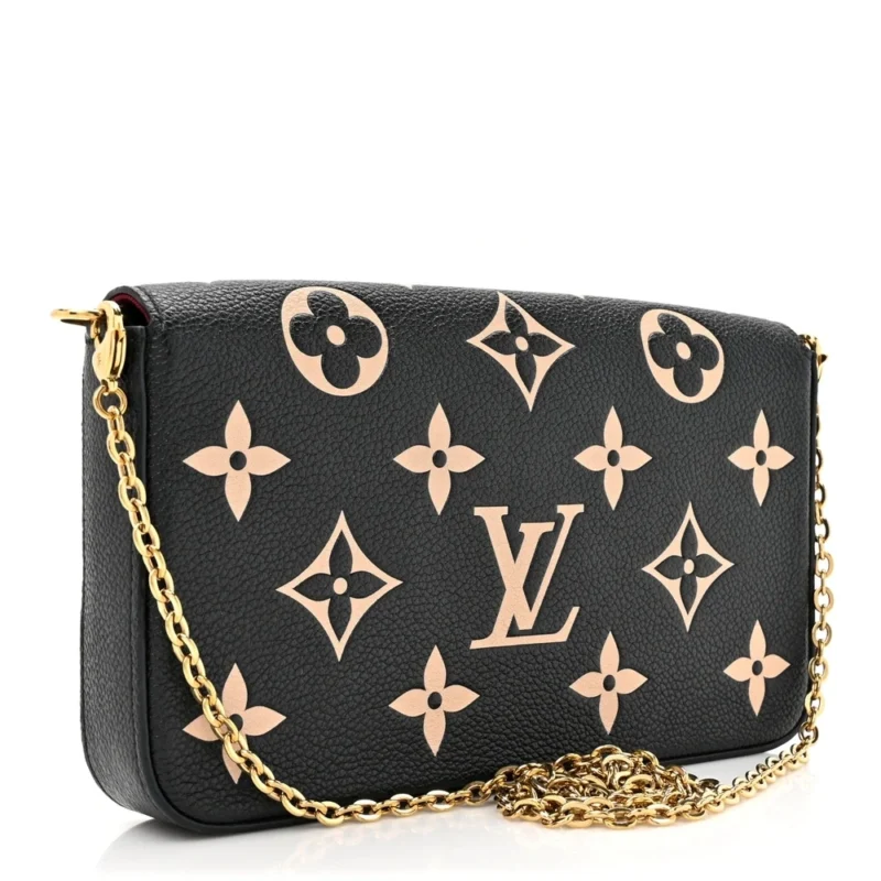 LOUIS VUITTON FELICIE POCHETTE PM BLACK/BEIGE GIANT MONOGRAM EMPREINTE LEATHER GOLD HARDWARE - Image 3