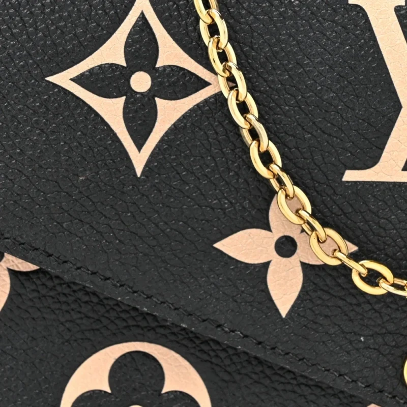 LOUIS VUITTON FELICIE POCHETTE PM BLACK/BEIGE GIANT MONOGRAM EMPREINTE LEATHER GOLD HARDWARE - Image 8