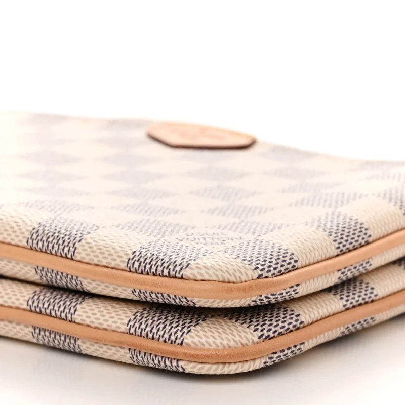 LOUIS VUITTON DOUBLE ZIP POCHETTE PM DAMIER AZUR CANVAS GOLD HARDWARE - Image 5