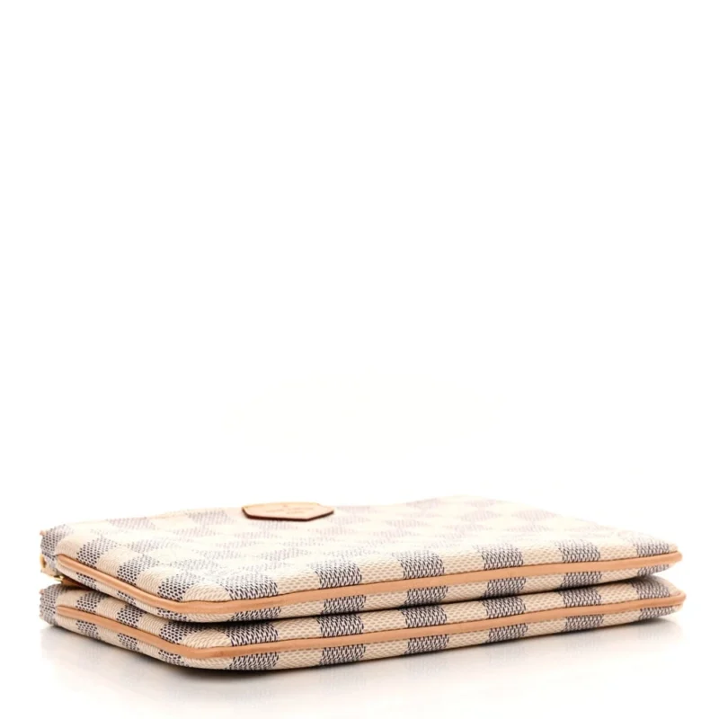 LOUIS VUITTON DOUBLE ZIP POCHETTE PM DAMIER AZUR CANVAS GOLD HARDWARE - Image 6