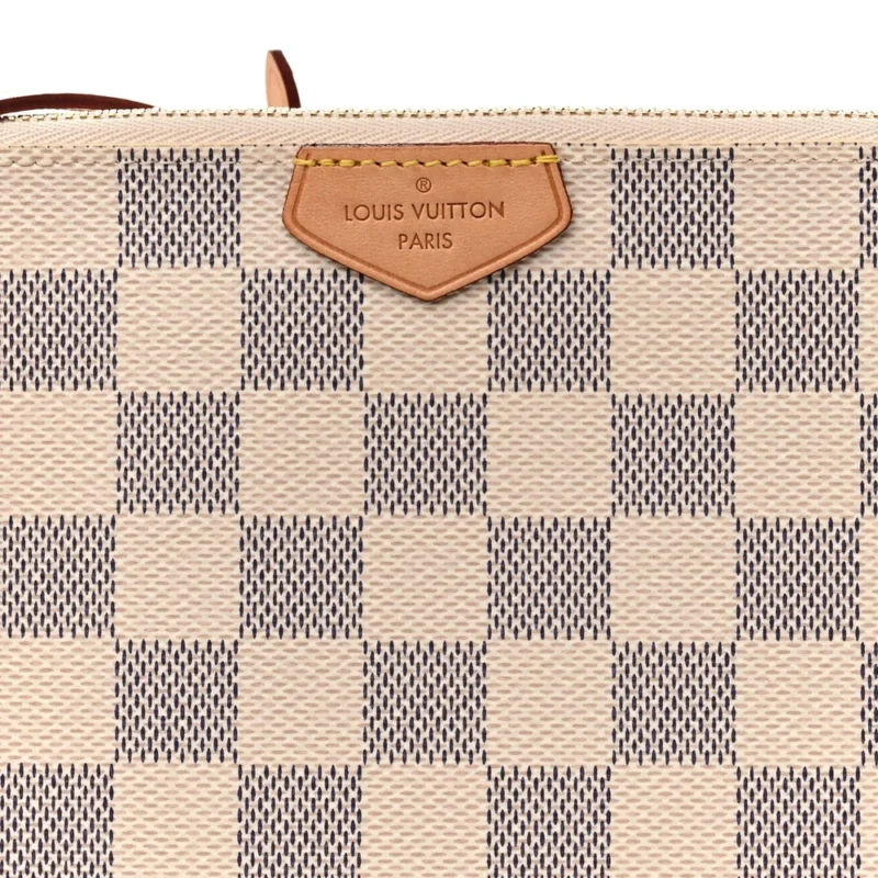 LOUIS VUITTON DOUBLE ZIP POCHETTE PM DAMIER AZUR CANVAS GOLD HARDWARE - Image 8