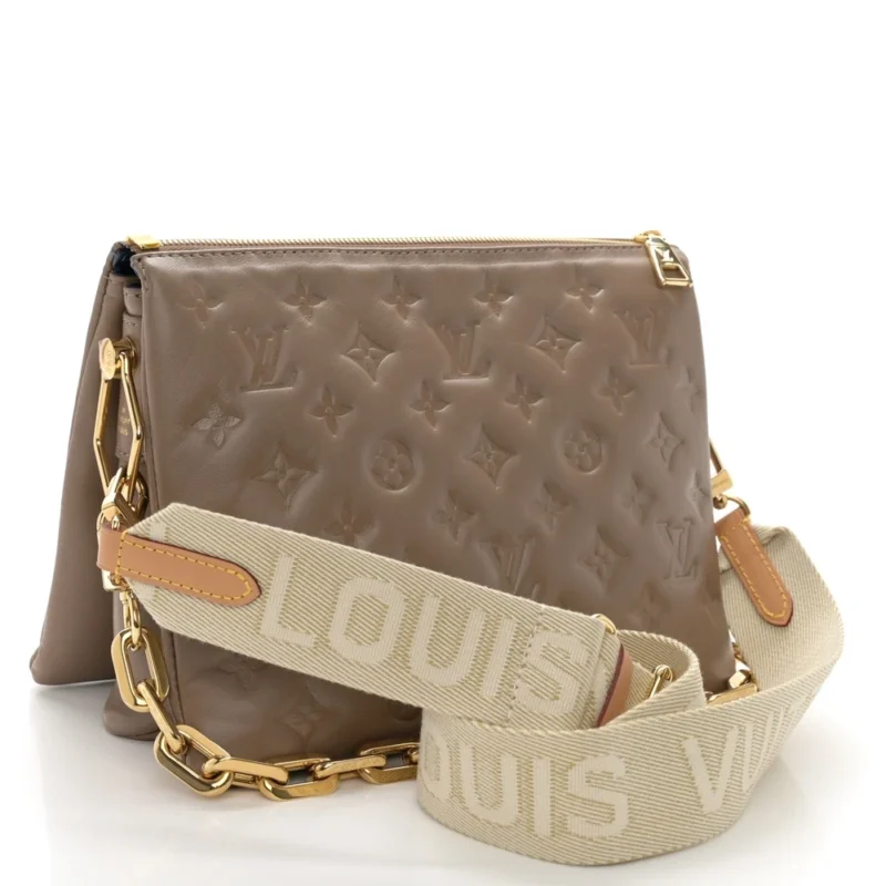 LOUIS VUITTON COUSSIN PM TAUPE EMBOSSED MONOGRAM LAMBSKIN LEATHER GOLD HARDWARE - Image 2