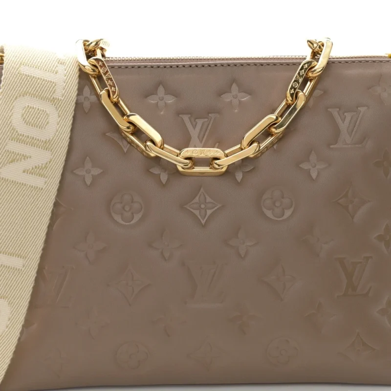 LOUIS VUITTON COUSSIN PM TAUPE EMBOSSED MONOGRAM LAMBSKIN LEATHER GOLD HARDWARE - Image 7