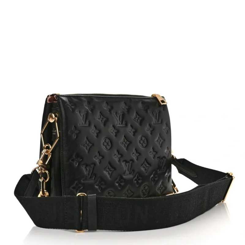 LOUIS VUITTON COUSSIN PM BLACK EMBOSSED MONOGRAM LAMBSKIN LEATHER GOLD HARDWARE - Image 3