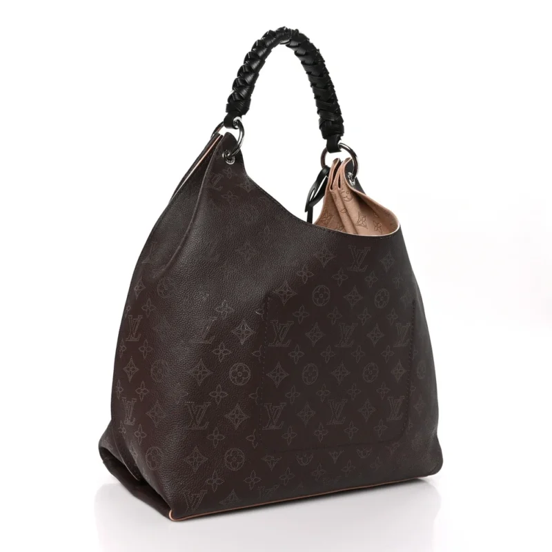 LOUIS VUITTON CARMEL HOBO GM CHOCOLATE MAHINA LEATHER CASHMERE BEIGE INTERIOR - Image 3