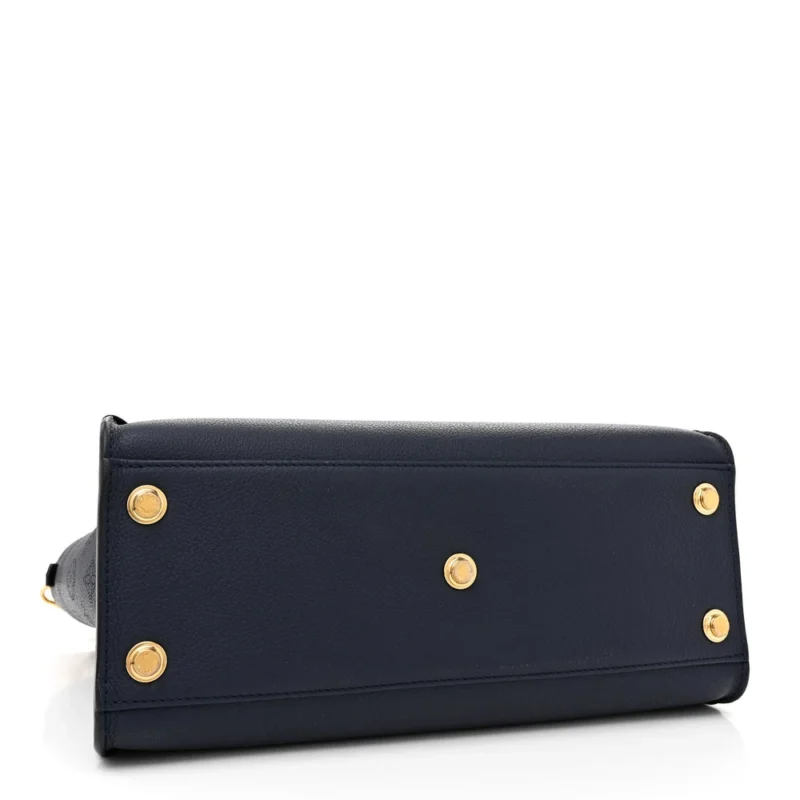 LOUIS VUITTON ON MY SIDE MM NAVY BRAIDED MAHINA CALFSKIN LEATHER BRASS HARDWARE - Image 6