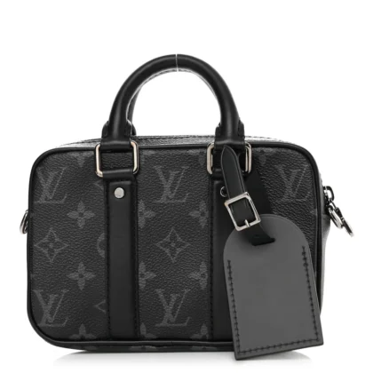 LOUIS VUITTON NANO PORTE DOCUMENTS VOYAGE BB BLACK MONOGRAM ECLIPSE CANVAS SILVER HARDWARE