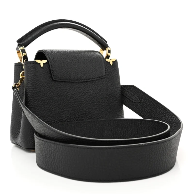LOUIS VUITTON EMBELLISHED FLOWER CROWN CAPUCINES BB BLACK TAURILLON LEATHER GOLD HARDWARE - Image 3