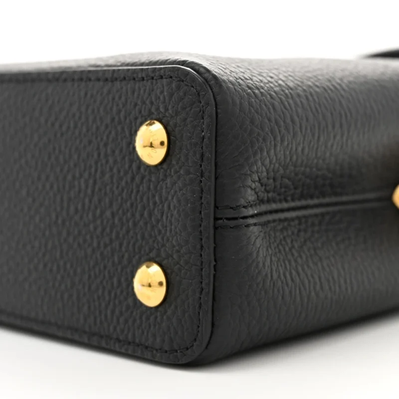 LOUIS VUITTON EMBELLISHED FLOWER CROWN CAPUCINES BB BLACK TAURILLON LEATHER GOLD HARDWARE - Image 4