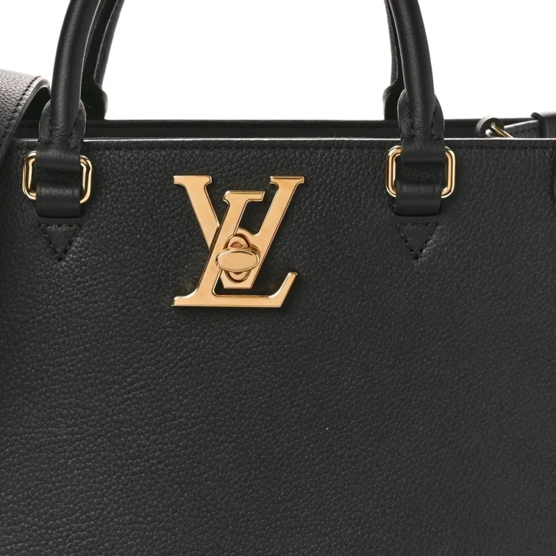 LOUIS VUITTON LOCK & GO TOTE PM BLACK CALFSKIN LEATHER GOLD HARDWARE - Image 8