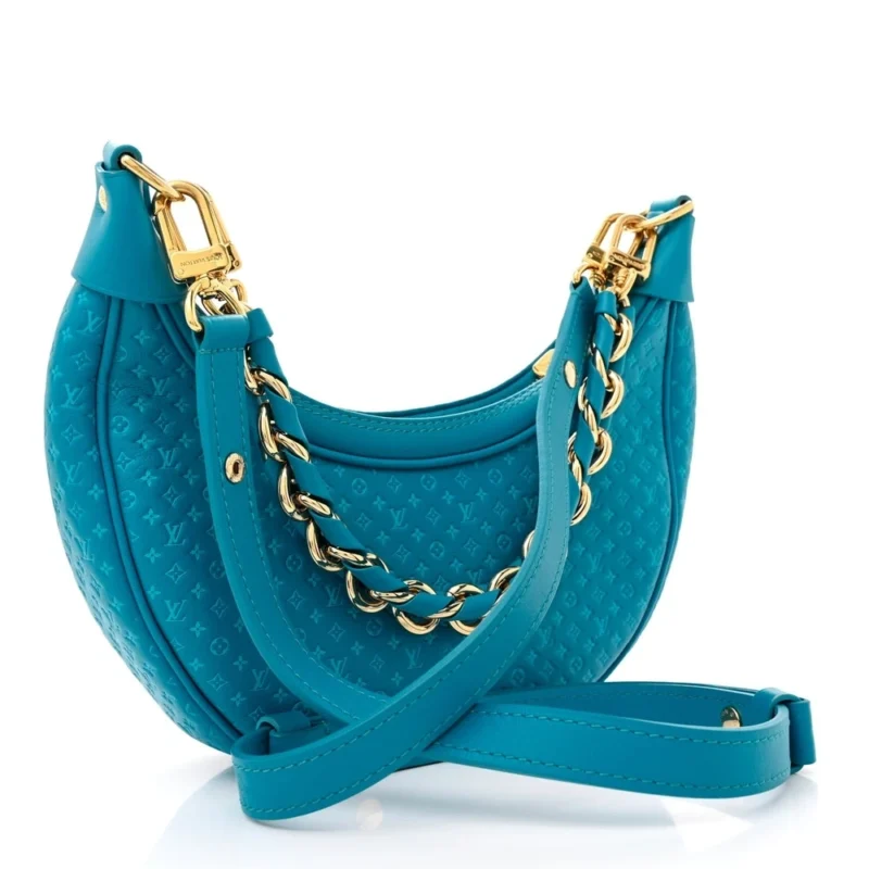 LOUIS VUITTON LOOP PM BLUE NANOGRAM EMBOSSED CALFSKIN LEATHER GOLD HARDWARE - Image 3