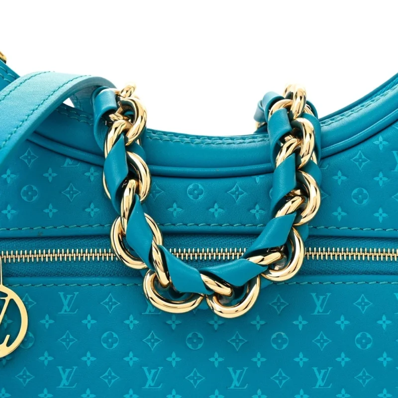 LOUIS VUITTON LOOP PM BLUE NANOGRAM EMBOSSED CALFSKIN LEATHER GOLD HARDWARE - Image 8
