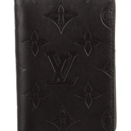 LOUIS VUITTON SMALL POCKET ORGANIZER BLACK MONOGRAM CALFSKIN LEATHER