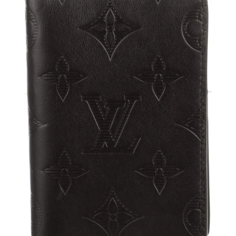 LOUIS VUITTON SMALL POCKET ORGANIZER BLACK MONOGRAM CALFSKIN LEATHER