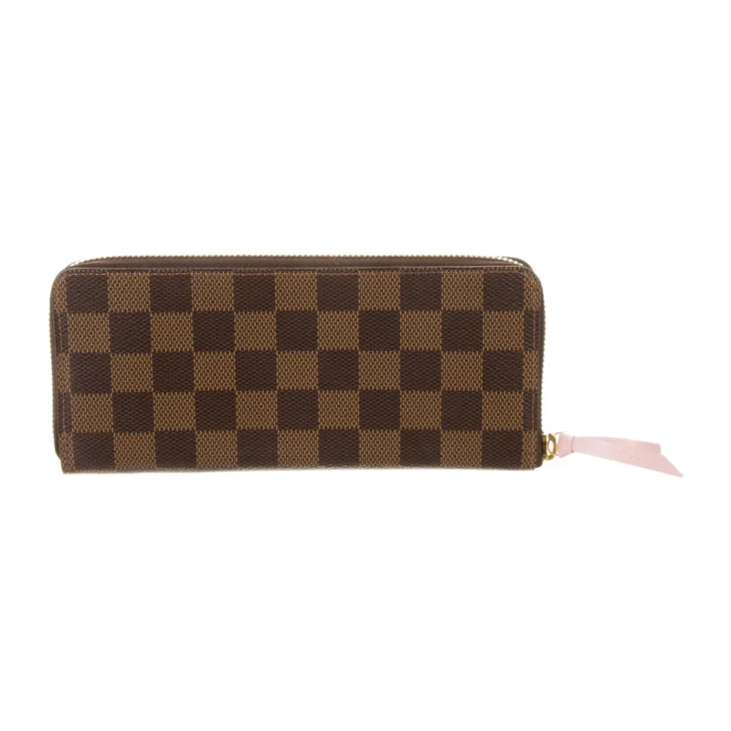 LOUIS VUITTON MEDIUM ZIPPY WALLET DAMIER EBENE PATTERN COATED CANVAS GOLD HARDWARE - Image 2