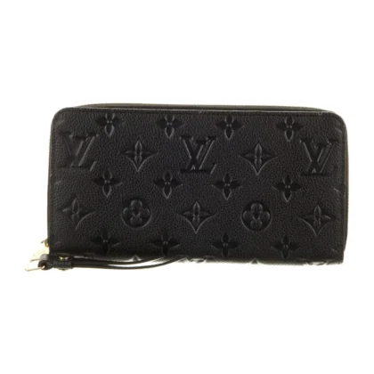LOUIS VUITTON MEDIUM ZIPPY WALLET BLACK EMPREINTE LEATHER GOLD HARDWARE