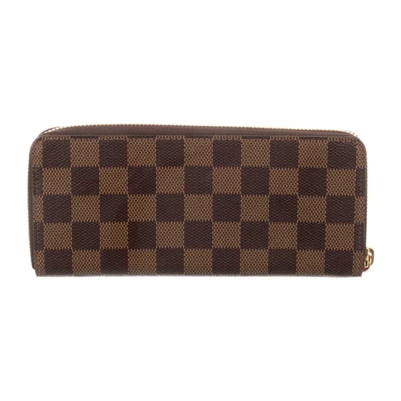 LOUIS VUITTON LARGE WALLET DAMIER EBENE PATTERN CANVAS & CLEMENCE LEATHER BRASS HARDWARE - Image 2