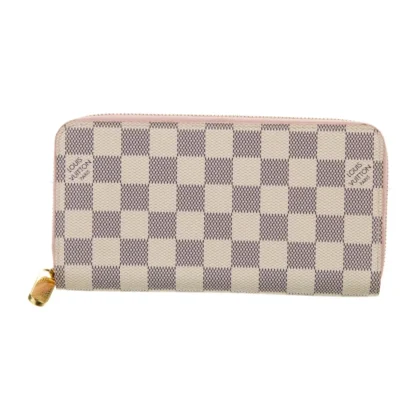 LOUIS VUITTON LARGE ZIPPY WALLET DAMIER AZUR COATED CANVAS BRASS HARDWARE