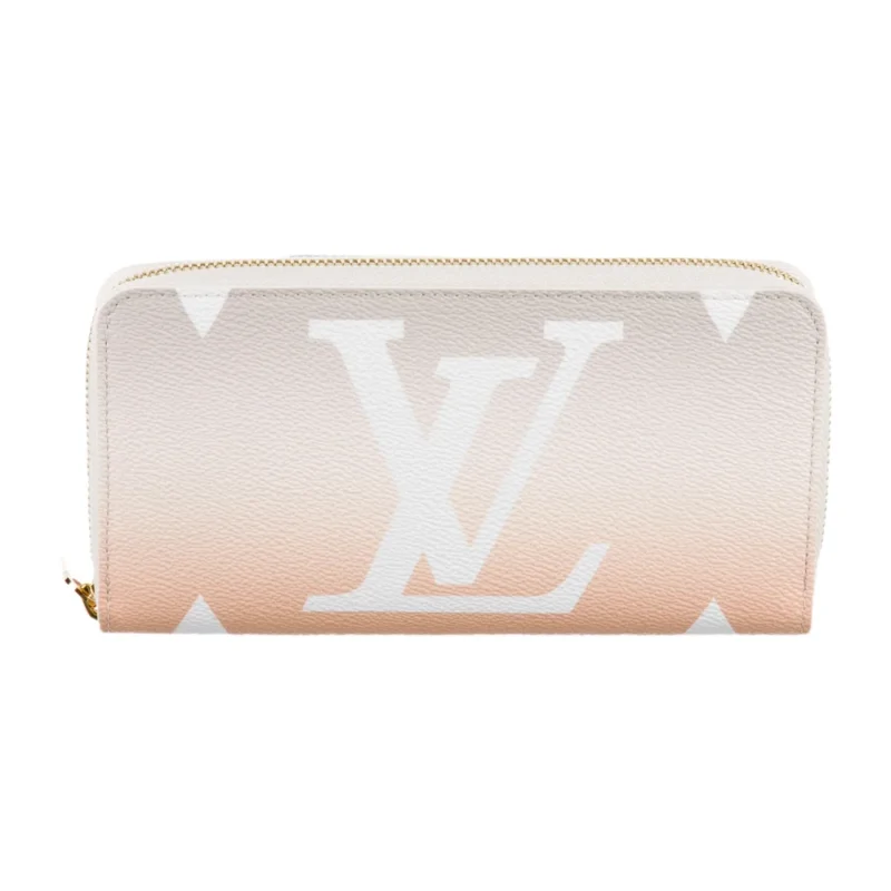LOUIS VUITTON MEDIUM BY THE POOL ZIPPY WALLET GREY AND ORANGE MONOGRAM CANVAS GOLD HARDWARE