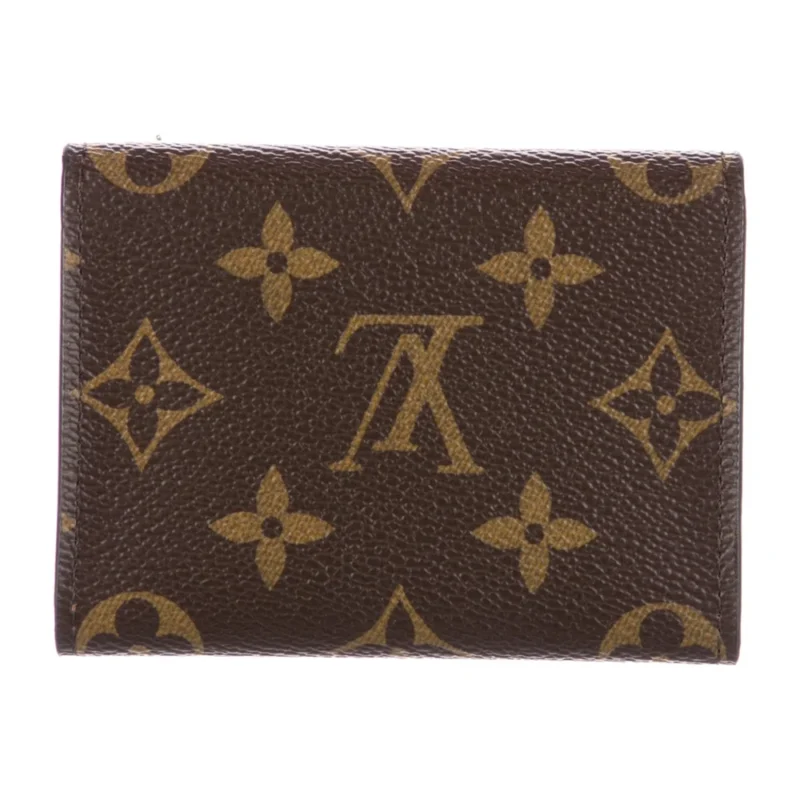 LOUIS VUITTON MEDIUM COMPACT WALLET BROWN LV MONOGRAM CANVAS GOLD HARDWARE - Image 2