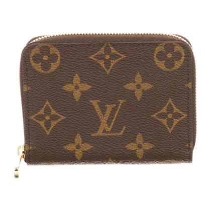 LOUIS VUITTON SMALL ZIPPY COIN PURSE MONOGRAM COATED CANVAS GOLD HARDWARE
