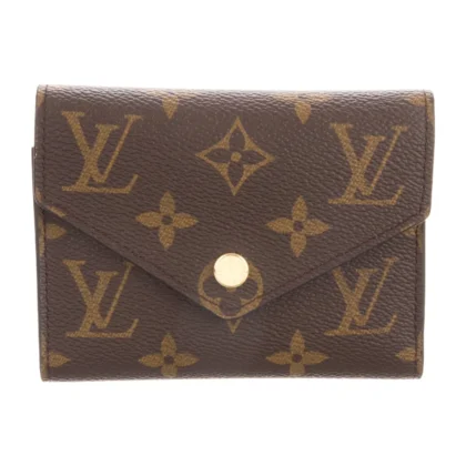 LOUIS VUITTON SMALL VICTORINE WALLET BROWN LV MONOGRAM COATED CANVAS BRASS HARDWARE
