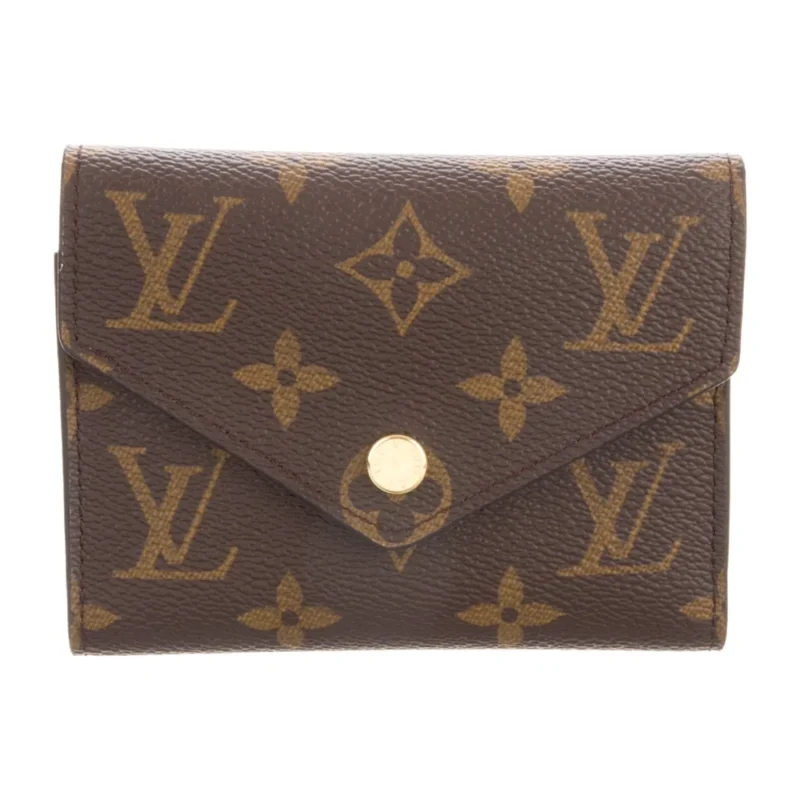 LOUIS VUITTON SMALL VICTORINE WALLET BROWN LV MONOGRAM COATED CANVAS BRASS HARDWARE