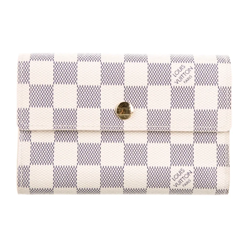 LOUIS VUITTON MEDIUM ALEXANDRA WALLET DAMIER AZUR PATTERN COATED CANVAS BRASS HARDWARE