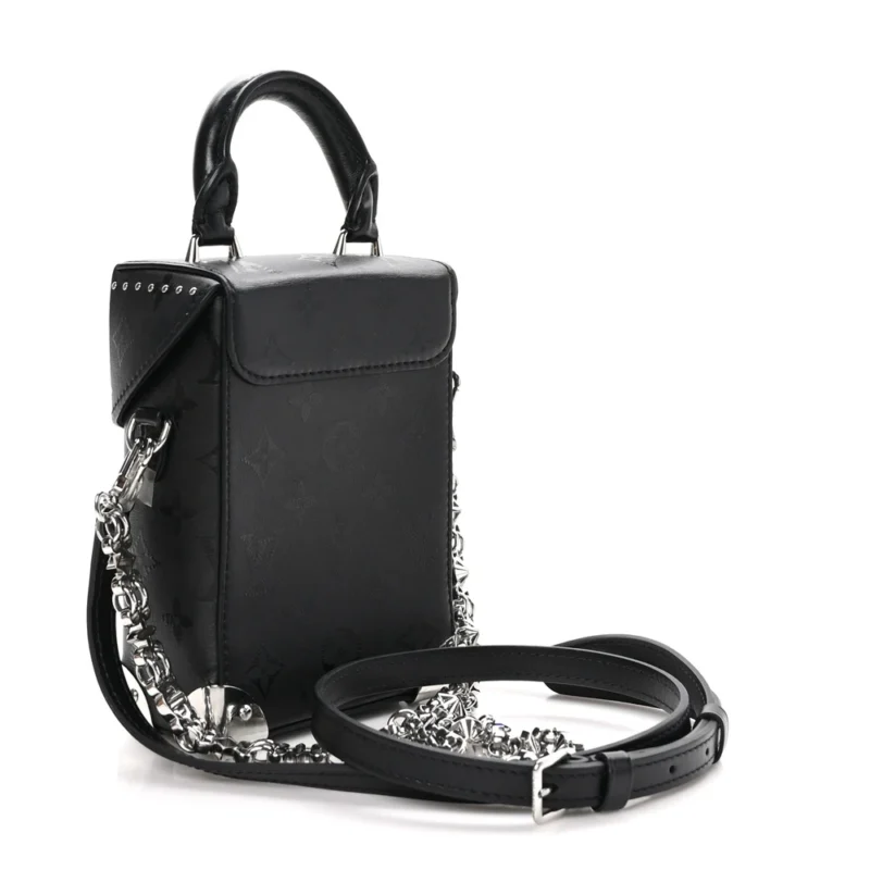 LOUIS VUITTON PRINT CAMERA BOX PM BLACK MONOGRAM CALFSKIN LEATHER SILVER HARDWARE - Image 3