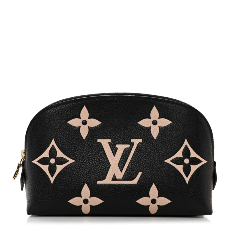 LOUIS VUITTON COSMETIC POUCH BB BLACK/BEIGE GIANT MONOGRAM EMPREINTE LEATHER