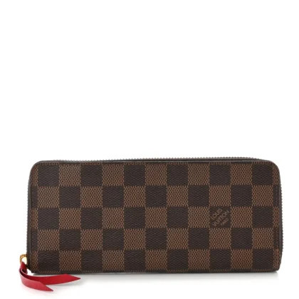 LOUIS VUITTON CLEMENCE WALLET PM DAMIER EBENE CANVAS CHERRY INTERIOR GOLD HARDWARE