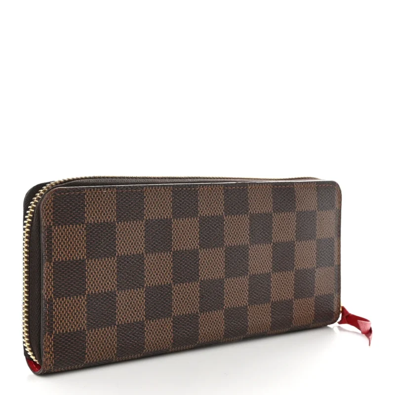 LOUIS VUITTON CLEMENCE WALLET PM DAMIER EBENE CANVAS CHERRY INTERIOR GOLD HARDWARE - Image 3