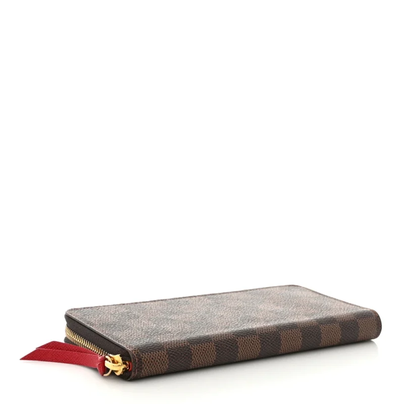 LOUIS VUITTON CLEMENCE WALLET PM DAMIER EBENE CANVAS CHERRY INTERIOR GOLD HARDWARE - Image 6