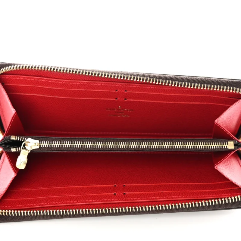 LOUIS VUITTON CLEMENCE WALLET PM DAMIER EBENE CANVAS CHERRY INTERIOR GOLD HARDWARE - Image 7