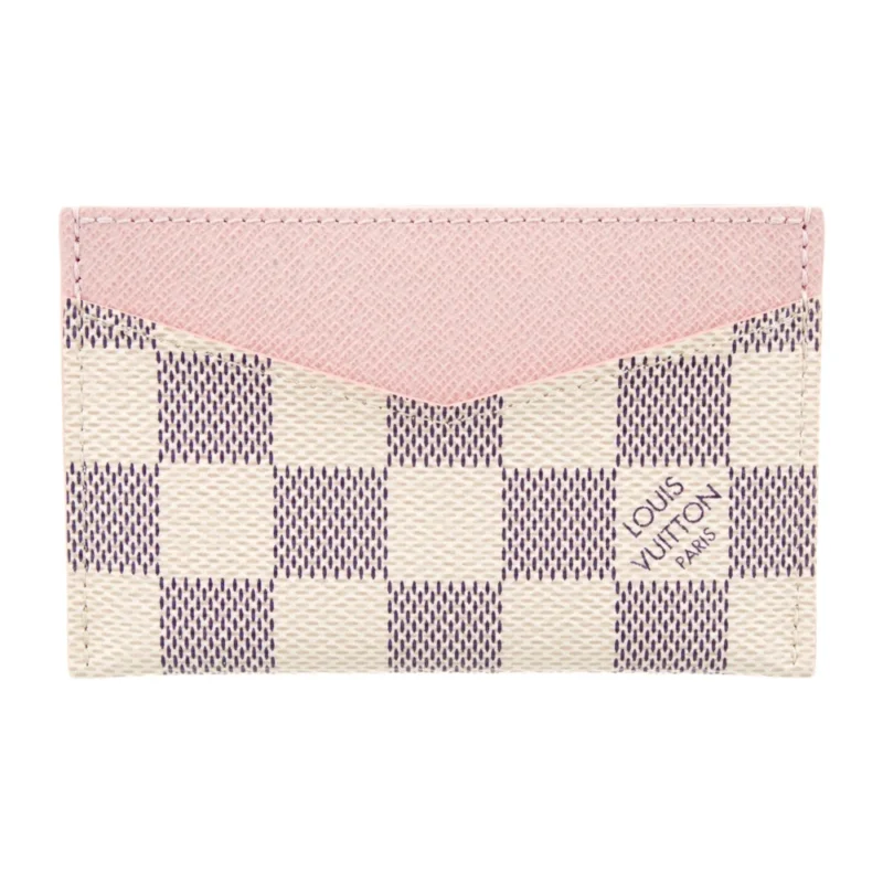 LOUIS VUITTON SMALL CARD HOLDER NEUTRALS DAMIER AZUR PATTERN CANVAS