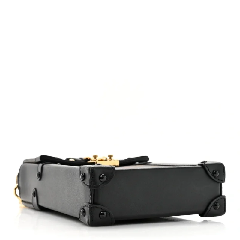 LOUIS VUITTON POCHETTE TRUNK VERTICALE BLACK MONOGRAM CANVAS BRASS HARDWARE - Image 6