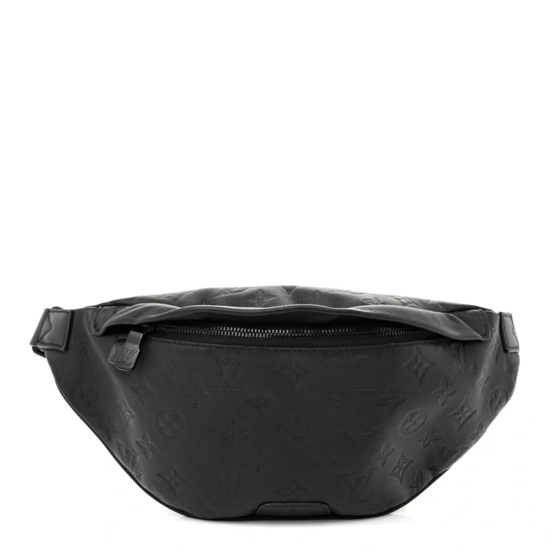 LOUIS VUITTON SHADOW DISCOVERY BUMBAG MM BLACK MONOGRAM CALFSKIN LEATHER BLACK HARDWARE