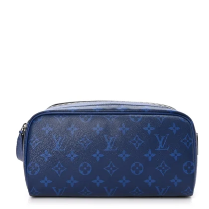 LOUIS VUITTON DOPP KIT TOILET POUCH PM COBALT TAIGARAMA LEATHER
