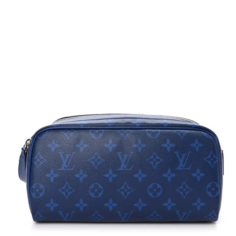 LOUIS VUITTON DOPP KIT TOILET POUCH PM COBALT TAIGARAMA LEATHER